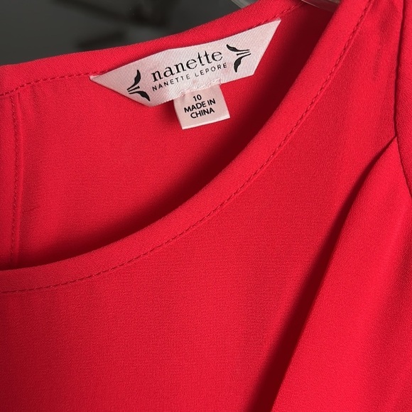 Nanette Lepore Silky Red 3/4 Sleeve Midi Dress Size 10 - Picture 5 of 8